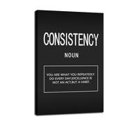 FHBWART Motivational Posters Consistency Wall Art Inspirational Quotes Wall Decor Printed Artwork For Office Gym Bedroom Hallway Living Room Framed Ready to Hang<12 x 18 inch>