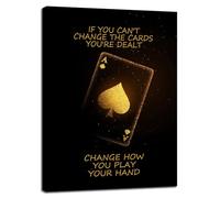 FHBWART Poker Posters Inspirational Canvas Wall Art Ace of Spades Game Office Wall Decor Motivational Quotes Positive Print Picture Painting Artwork for Home Bedroom Wall Decor Framed<18 x 24 inch>