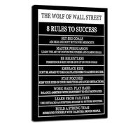 FHBWART The Wolf Of Wall Street 8 Rules To Success Motivational Poster Modern Canvas Prints Wall Art Paintings Ready to Hang for Office Living Room Home Wall Decor Pictures Artwork<12 x 18 inch>