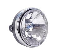 FHCBUTAE For 7" 35W 12V Universal Motorcycle Round LED Headlight H4 Lamp Bulb Clear Lens 7.8" Racing Light Front Headlight(1 piece Black)
