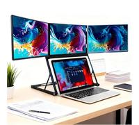 FHD 1080P Triple Screen Laptop Monitor 180° Rotation Adjustable Extended Screen,USB-C HDMI Plug-Play, 3 Monitor Quad Portable Screen Extender for Laptops Compatible with Windows/Mac 15.6in