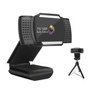 FHD Webcam 1080P with Microphone, Auto Focus USB Plug and Play 110-degree Wide Angle PC Laptop Desktop Web Camera for Online Teaching Live Streaming Video Conference Recording Gaming Skype with Tripod
