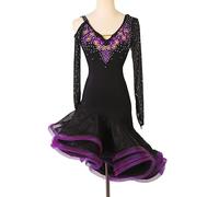 FHDCNUY Embroidery Ballroom Dance Outfits Women's Latin Competition Dance Dress Tango Skirt Cha Cha Performance Costumes,D,3XL