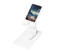 FHEBNDS Alien Planet Phone Stand for Desk, 360°Rotating Foldable Cell Phone Holder for Office Home, Height Adjustable Tablet Stand Portable Cellphone Cradle iPad Holder