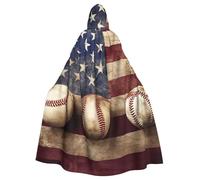 FHEBNDS American flag and baseball Cloak with Hood Halloween Medieval Hooded Cape for Cosplay Costumes for Men Women