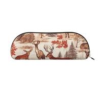 FHEBNDS Animal Wilderness Bear Deer Makeup Bag for Women Men Large Pencil Case Aesthetic Pencil Pouch Coin Pouch Leather Cosmetic Bag with Zipper Office Organizer Travel Essentials, Gold, One size