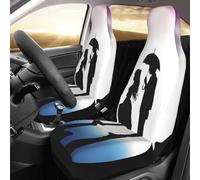 FHEBNDS Anime Lovers Silhouette Car Seat Covers Front Seats, 2 Units Automotive Seat Protector Waterproof Car Seat Cushion Universal Carseat Cover for Most Cars Sedans Trucks SUVs