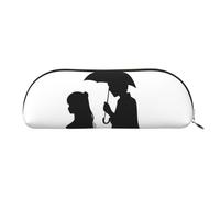 FHEBNDS Anime lovers silhouette Makeup Bag for Women Men Large Pencil Case Aesthetic Pencil Pouch Coin Pouch Leather Cosmetic Bag with Zipper Office Organizer Travel Essentials, Gold, One Size