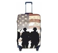 FHEBNDS Armed Forces Day American Luggage Cover Washable Suitcase Cover Tsa Approved Elastic Spandex Suitcase Protector Anti-Scratch Travel Baggage Covers Fit 18-32 Inch Luggage, Black, M