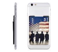 FHEBNDS Armed Forces Day American Pattern Phone Wallet Stick on, Cell Phone Card Holder for Phone Case, Leather ID Credit Card Holder for Women Men, Adhesive Phone Pocket for Back of Phone