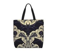 FHEBNDS Bat pattern Tote Bag for Women, Zipper Casual Tote's Handbag for Travel, Work, Lightweight Laptop Bags Big Capacity Shoulder Bag Reusable Grocery Shopping Bags