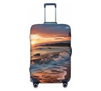 FHEBNDS Beach Maui Hawaii Sunset Sea Waves Clouds Luggage Cover Washable Suitcase Cover Tsa Approved Elastic Spandex Suitcase Protector Anti-Scratch Travel Baggage Covers Fit 18-32 Inch Luggage, Black