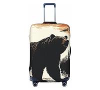 FHEBNDS Bear silhouette Luggage Cover Washable Suitcase Cover Tsa Approved Elastic Spandex Suitcase Protector Anti-Scratch Travel Baggage Covers Fit 18-32 Inch Luggage, Black, L