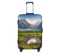FHEBNDS Beautiful Scenery Luggage Cover Washable Suitcase Covers Tsa Approved Elastic Spandex Suitcase Protector Anti-Scratch Travel Baggage Cover Fit 18-32 Inch Luggage, Black, M