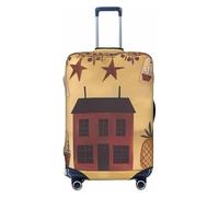 FHEBNDS Beige brown House and fruit Luggage Cover Washable Suitcase Covers Tsa Approved Elastic Spandex Suitcase Protector Anti-Scratch Travel Baggage Cover Fit 18-32 Inch Luggage, Black, S