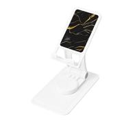FHEBNDS Black and Gold Marble Texture Phone Stand for Desk, 360°Rotating Foldable Cell Phone Holder for Office Home, Height Adjustable Tablet Stand Portable Cellphone Cradle iPad Stand Holder