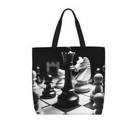 FHEBNDS black and white chess Tote Bag for Women, Zipper Casual Tote's Handbag for Travel, Work, Lightweight Laptop Bags Big Capacity Shoulder Bag Reusable Grocery Shopping Bags