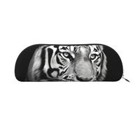FHEBNDS Black and white tiger Makeup Bag for Women Men Large Pencil Case Aesthetic Pencil Pouch Coin Pouch Leather Cosmetic Bag with Zipper Office Organizer Travel Essentials
