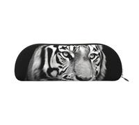 FHEBNDS Black and white tiger Makeup Bag for Women Men Large Pencil Case Aesthetic Pencil Pouch Coin Pouch Leather Cosmetic Bag with Zipper Office Organizer Travel Essentials