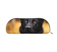 FHEBNDS Black german shepherd dog Makeup Bag for Women Men Large Pencil Case Aesthetic Pencil Pouch Coin Pouch Leather Cosmetic Bag with Zipper Office Organizer Travel Essentials