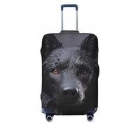 FHEBNDS black german shepherd Luggage Cover Washable Suitcase Cover Tsa Approved Elastic Spandex Suitcase Protector Anti-Scratch Travel Baggage Covers Fit 18-32 Inch Luggage, Black, S