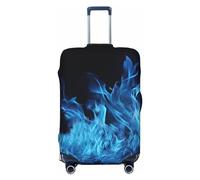 FHEBNDS Blue Flame Luggage Cover Washable Suitcase Cover Tsa Approved Elastic Spandex Suitcase Protector Anti-Scratch Travel Baggage Covers Fit 18-32 Inch Luggage, Black, M