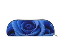 FHEBNDS blue Rose Makeup Bag for Women Men Large Pencil Case Aesthetic Pencil Pouch Coin Pouch Leather Cosmetic Bag with Zipper Office Organizer Travel Essentials, Gold, One Size