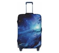 FHEBNDS Blue Universe Space Galaxy Luggage Cover Washable Suitcase Cover Tsa Approved Elastic Spandex Suitcase Protector Anti-Scratch Travel Baggage Covers Fit 18-32 Inch Luggage, Black, XL