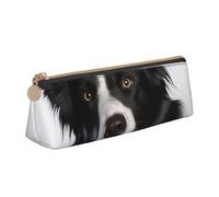 FHEBNDS Border Collie Makeup Bag for Women Men Large Pencil Case Aesthetic Pencil Pouch Coin Pouch Leather Cosmetic Bag with Zipper Office Organizer Travel Essentials