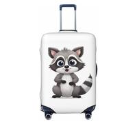 FHEBNDS Cartoon cute raccoon Luggage Cover Washable Suitcase Covers Tsa Approved Elastic Spandex Suitcase Protector Anti-Scratch Travel Baggage Cover Fit 18-32 Inch Luggage, Black, L