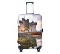 FHEBNDS Castle Near Lake Stones Luggage Cover Washable Suitcase Covers Tsa Approved Elastic Spandex Suitcase Protector Anti-Scratch Travel Baggage Cover Fit 18-32 Inch Luggage, Black, XL