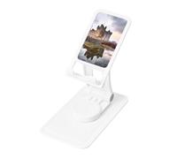 FHEBNDS Castle Near Lake Stones Phone Stand for Desk, 360°Rotating Foldable Cell Phone Holder for Office Home, Height Adjustable Tablet Stand Portable Cellphone Cradle iPad Stand Holder