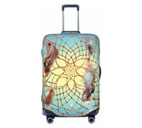 FHEBNDS Catch Dream Net Luggage Cover Washable Suitcase Covers Tsa Approved Elastic Spandex Suitcase Protector Anti-Scratch Travel Baggage Cover Fit 18-32 Inch Luggage, Black, M