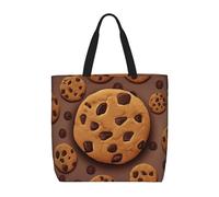 FHEBNDS Chocolate Cookie Tote Bag for Women, Zipper Casual Tote's Handbag for Travel, Work, Lightweight Laptop Bags Big Capacity Shoulder Bag Reusable Grocery Shopping Bags