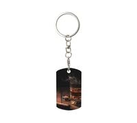 FHEBNDS Cigar & Whiskey Keychain Stainless Steel Metal Car Key Holders Personalized Photo Keyrings Customized Key Chain Gifts for Men Women Unique Keyfobs Backpack Purse Bag Charms