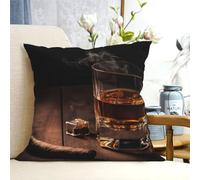 FHEBNDS Cigar & Whiskey Pillow Covers 18"x18" Modern Sofa Throw Pillow Cover Decorative Pillowcases Square Throw Pillow Case Soft Pillow Shams Farmhouse Cushion Case for Bed Home Decor