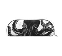 FHEBNDS Classic Black Octopus Makeup Bag for Women Men Large Pencil Case Aesthetic Pencil Pouch Coin Pouch Leather Cosmetic Bag with Zipper Office Organizer Travel Essentials, Silver, One Size