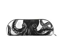 FHEBNDS Classic Black Octopus Makeup Bag for Women Men Large Pencil Case Aesthetic Pencil Pouch Coin Pouch Leather Cosmetic Bag with Zipper Office Organizer Travel Essentials, Gold, One Size