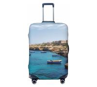 FHEBNDS Coastal of Malta Luggage Cover Washable Suitcase Covers Tsa Approved Elastic Spandex Suitcase Protector Anti-Scratch Travel Baggage Cover Fit 18-32 Inch Luggage, Black, M