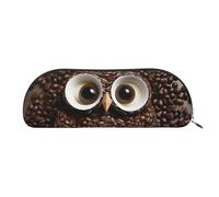 FHEBNDS Coffee bean owl Makeup Bag for Women Men Large Pencil Case Aesthetic Pencil Pouch Coin Pouch Leather Cosmetic Bag with Zipper Office Organizer Travel Essentials, Gold, One Size