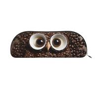 FHEBNDS Coffee bean owl Makeup Bag for Women Men Large Pencil Case Aesthetic Pencil Pouch Coin Pouch Leather Cosmetic Bag with Zipper Office Organizer Travel Essentials, Silver, One Size