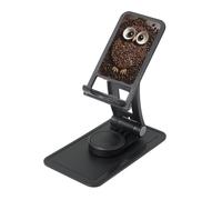 FHEBNDS Coffee Bean owl Phone Stand for Desk, 360°Rotating Foldable Cell Phone Holder for Office Home, Height Adjustable Tablet Stand Portable Cellphone Cradle iPad Stand Holder
