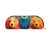 FHEBNDS Colorful Bears Makeup Bag for Women Men Large Pencil Case Aesthetic Pencil Pouch Coin Pouch Leather Cosmetic Bag with Zipper Office Organizer Travel Essentials