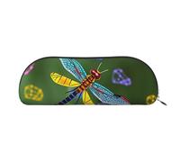 FHEBNDS Colorful Dragonfly Makeup Bag for Women Men Large Pencil Case Aesthetic Pencil Pouch Coin Pouch Leather Cosmetic Bag with Zipper Office Organizer Travel Essentials