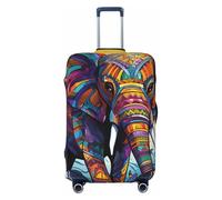 FHEBNDS Colorful Elephant Luggage Cover Washable Suitcase Cover Tsa Approved Elastic Spandex Suitcase Protector Anti-Scratch Travel Baggage Covers Fit 18-32 Inch Luggage, Black, M