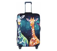 FHEBNDS Colorful Giraffe Fans Lovers Luggage Cover Washable Suitcase Cover Tsa Approved Elastic Spandex Suitcase Protector Anti-Scratch Travel Baggage Covers Fit 18-32 Inch Luggage, Black, M