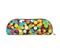 FHEBNDS Confetti bright pattern Makeup Bag for Women Men Large Pencil Case Aesthetic Pencil Pouch Coin Pouch Leather Cosmetic Bag with Zipper Office Organizer Travel Essentials, Silver, One Size