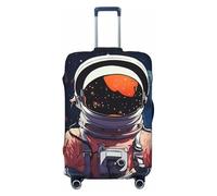FHEBNDS Cool Man in Outer Space Galaxy Luggage Cover Washable Suitcase Cover Tsa Approved Elastic Spandex Suitcase Protector Anti-Scratch Travel Baggage Covers Fit 18-32 Inch Luggage, Black, M