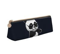 FHEBNDS Cool Panda Makeup Bag for Women Men Large Pencil Case Aesthetic Pencil Pouch Coin Pouch Leather Cosmetic Bag with Zipper Office Organizer Travel Essentials