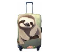FHEBNDS Cute baby sloth Luggage Cover Washable Suitcase Covers Tsa Approved Elastic Spandex Suitcase Protector Anti-Scratch Travel Baggage Cover Fit 18-32 Inch Luggage, Black, XL